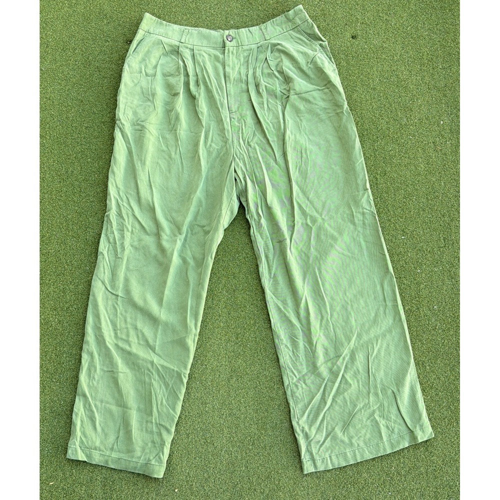 Reformation Womens High Rise Pleated Classic Straight Chino Pants Green Sz 14